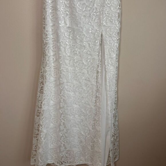 Selfie Leslie Delphina Strapless Bow Back Lace Dress in Ivory Size Large - Picture 6 of 11